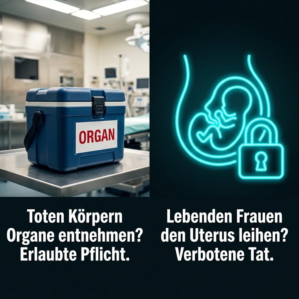 Organspende vs Leihmutterschaft Splitscreen