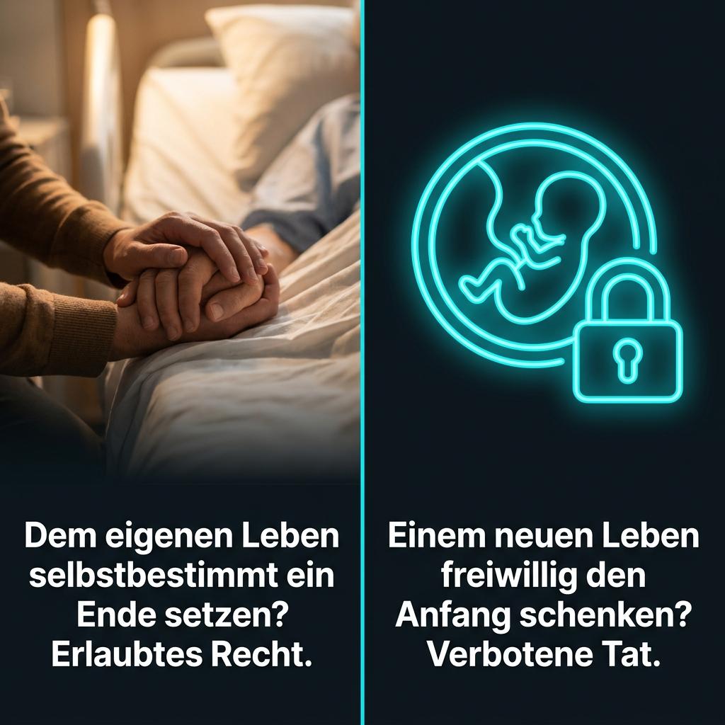 Sterbehilfe vs Leihmutterschaft Splitscreen